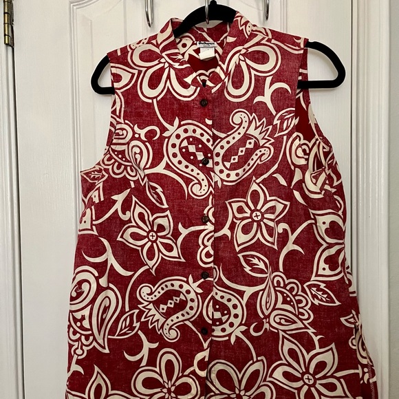 ONE PAPAYA, BLOUSE, Sleeveless, Made in Hawaii, size large. - Picture 2 of 6